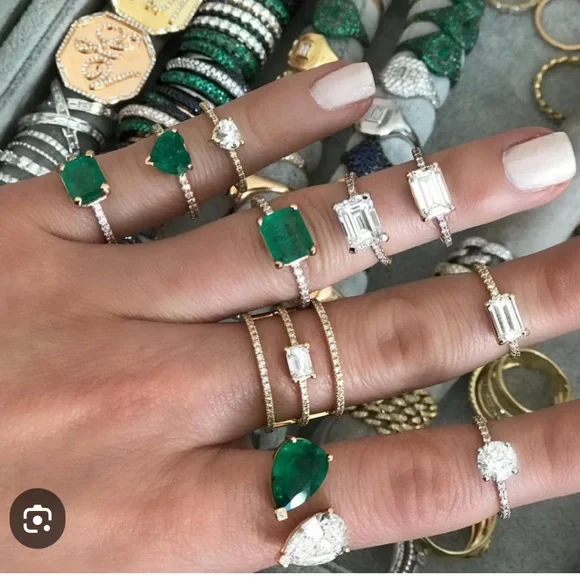 1920s Deco Ring - Sterling with Simulated Emerald Size 4.25 - Picture 8 of 8